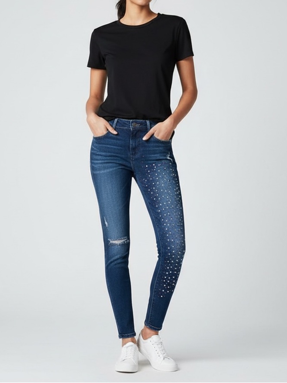 Cult of Individuality | Zen slim curvy mid rise embroidered denim jeans …